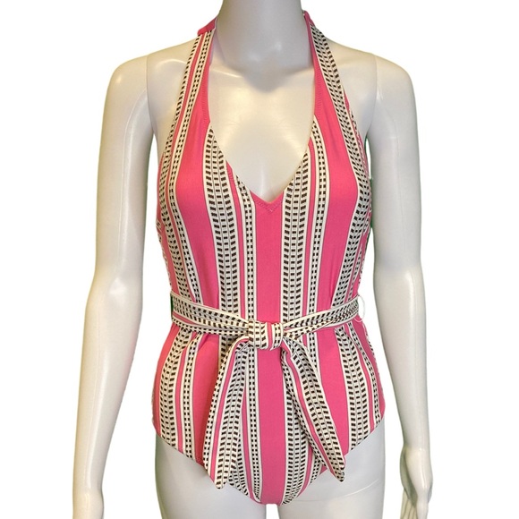 NWT Lemlem Amira Geo Print Belted Pink One-Piece - Sz M - Picture 6 of 13